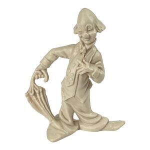 Vintage Justen CLOWN FIGURINE with Umbrella Plastic Figure Hong Kong 2.75" Tall